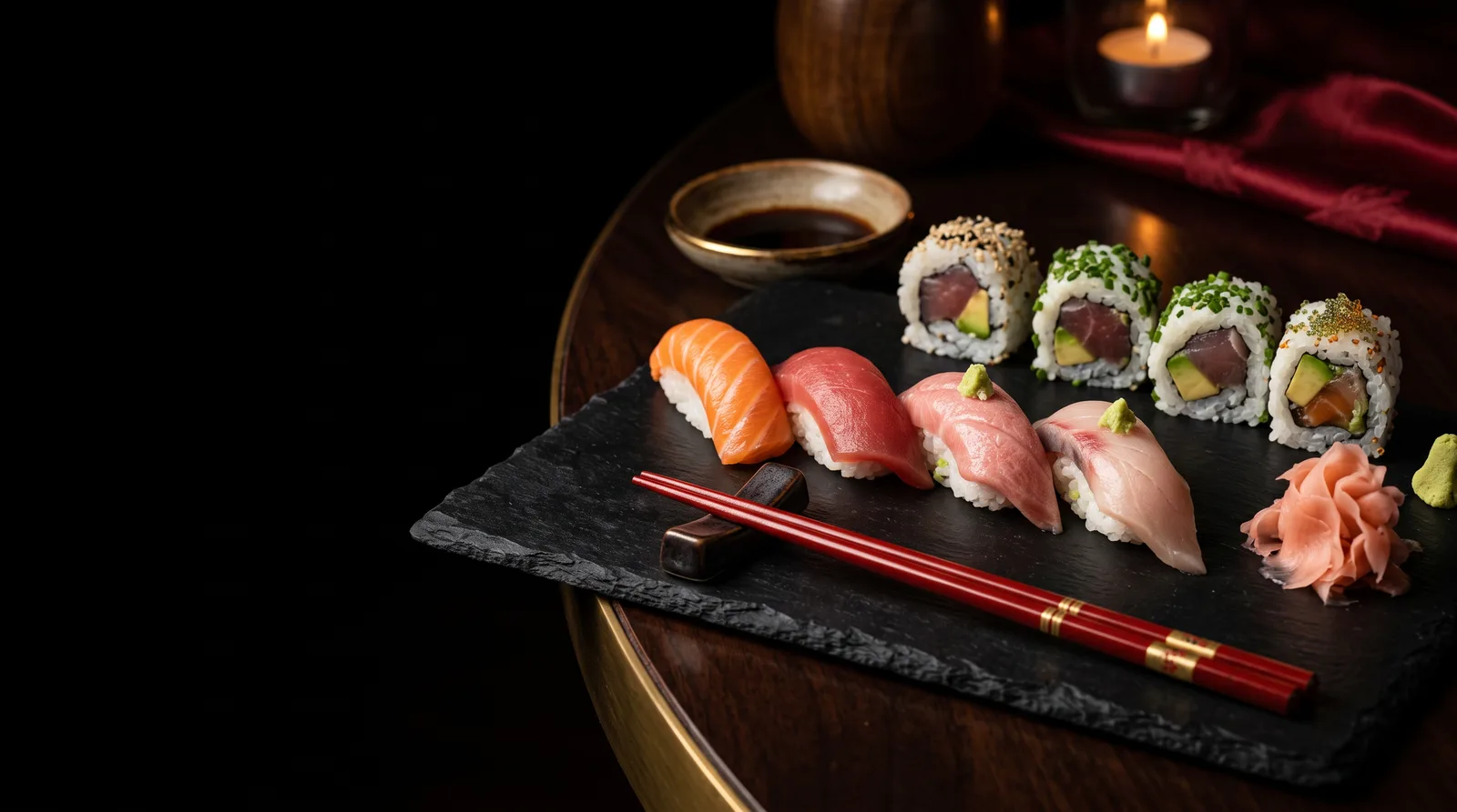 Sushi trên đá đen